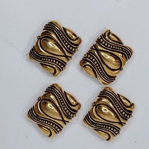 Vintage Vicenza Heavy Gold Tone Buckles Accessories Set of 4 D Rings Craft